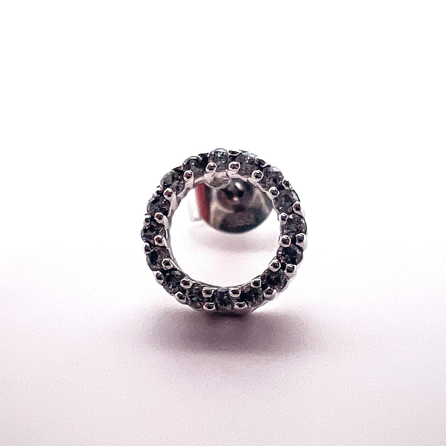 14K White Gold "O" .10 Carat Diamond Initial Stud Earring Roset By Reid