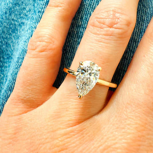 Luna Engagement Ring - 1.56ct Lab-Grown Pear Diamond in 14K Gold Noam Carver