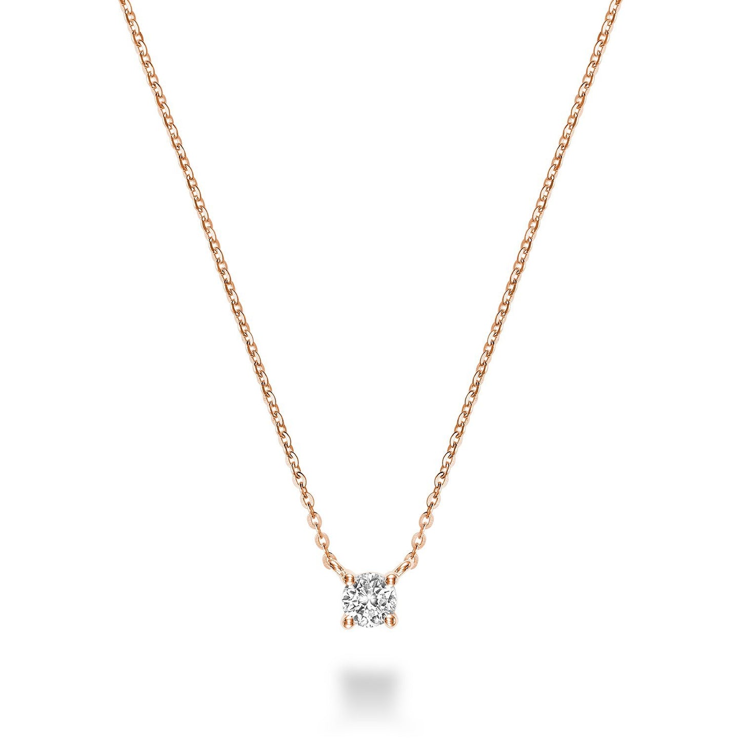 RnB 10K Rose Gold Solitaire Diamond Necklace
