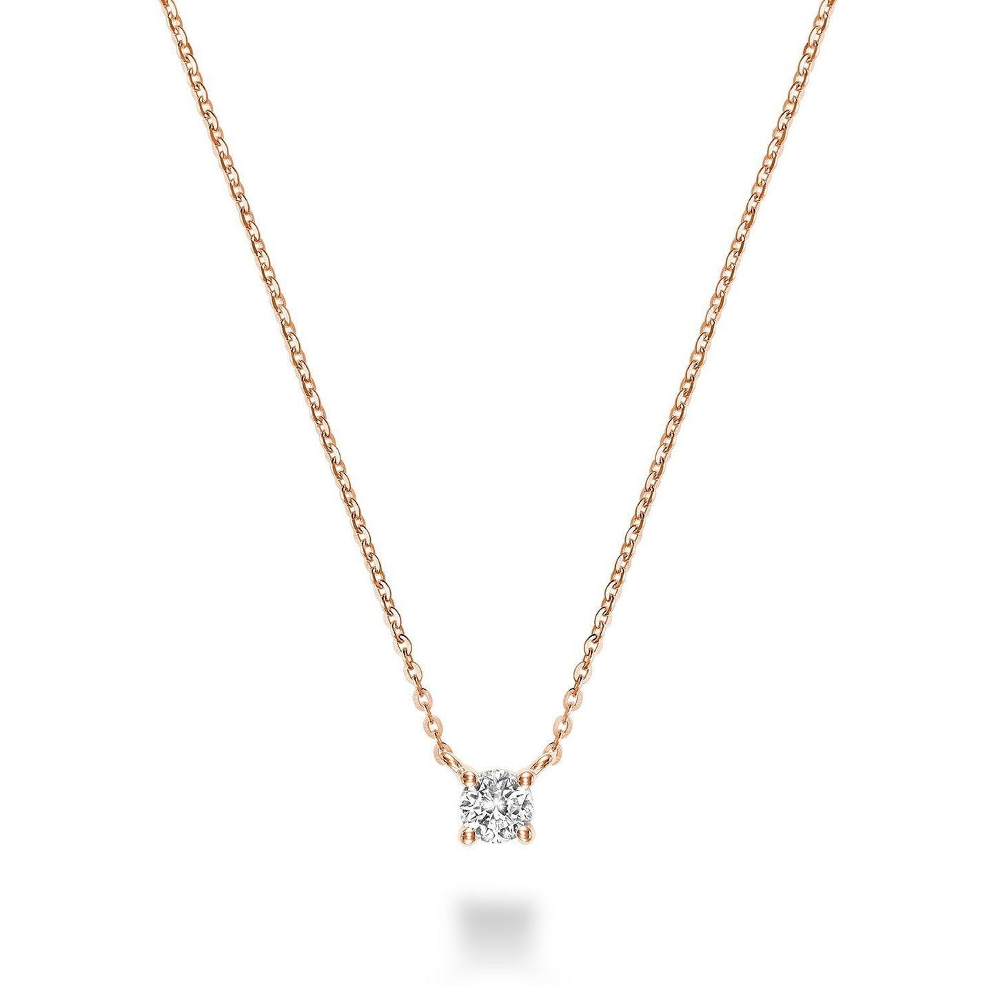 RnB 10K Rose Gold Solitaire Diamond Necklace RnB