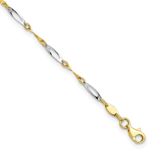 Roset Gold Label "Aeris" 10K Two-tone Polished Anklet