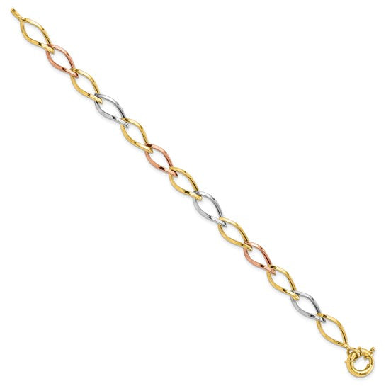 "Calina" 10K Tri-color Polished Link Bracelet