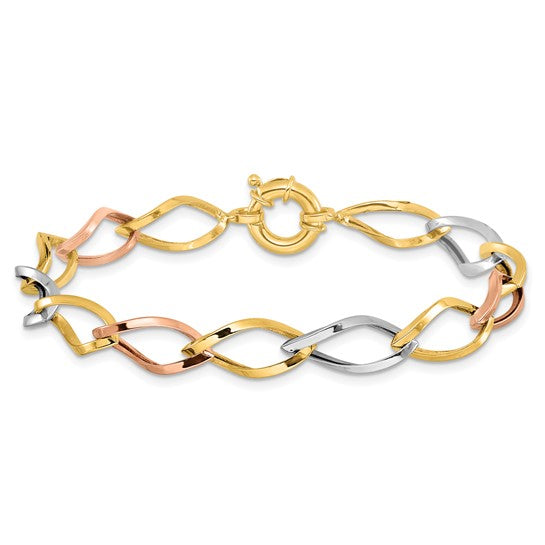 "Calina" 10K Tri-color Polished Link Bracelet