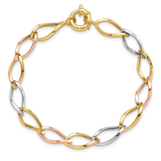 "Calina" 10K Tri-color Polished Link Bracelet
