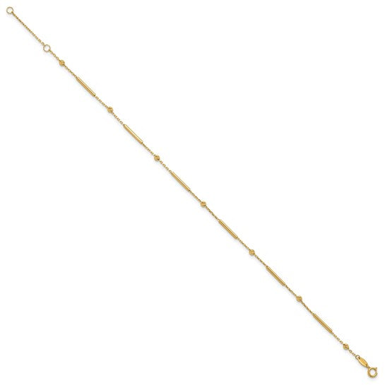 "Alina" 10K Polished Diamond-cut Bar Anklet