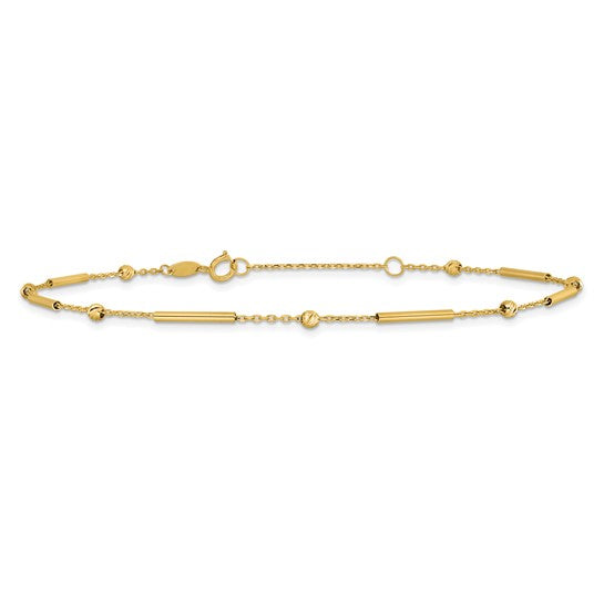 "Alina" 10K Polished Diamond-cut Bar Anklet