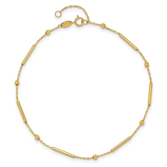 "Alina" 10K Polished Diamond-cut Bar Anklet