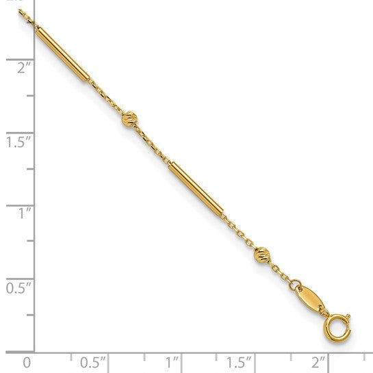 "Alina" 10K Polished Diamond-cut Bar Anklet