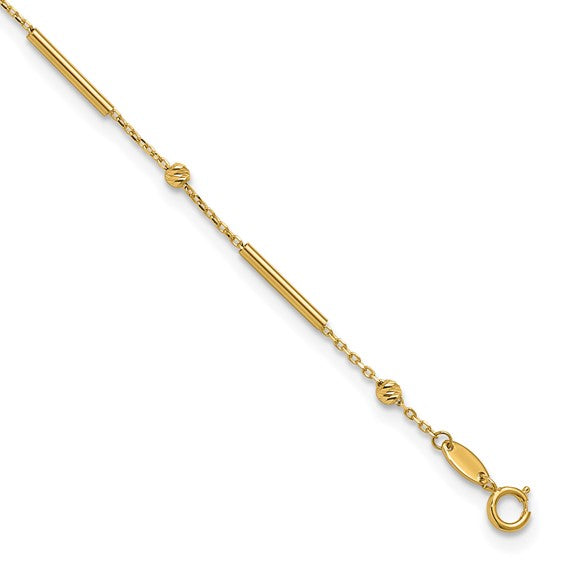 "Alina" 10K Polished Diamond-cut Bar Anklet