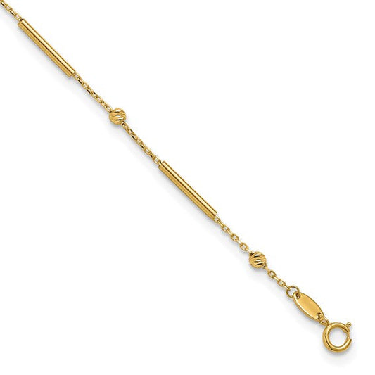Roset Gold Label "Alina" 10K Polished Diamond-cut Bar Anklet Roset Gold Label