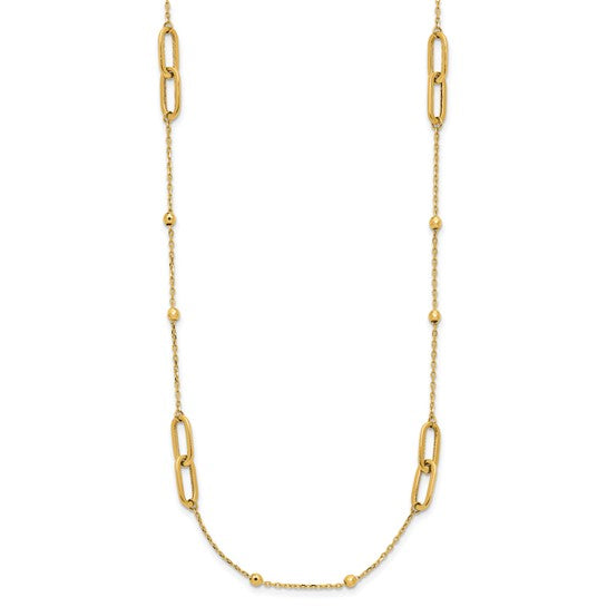 "Juniper" 10K Polished Diamond-cut Link Necklace