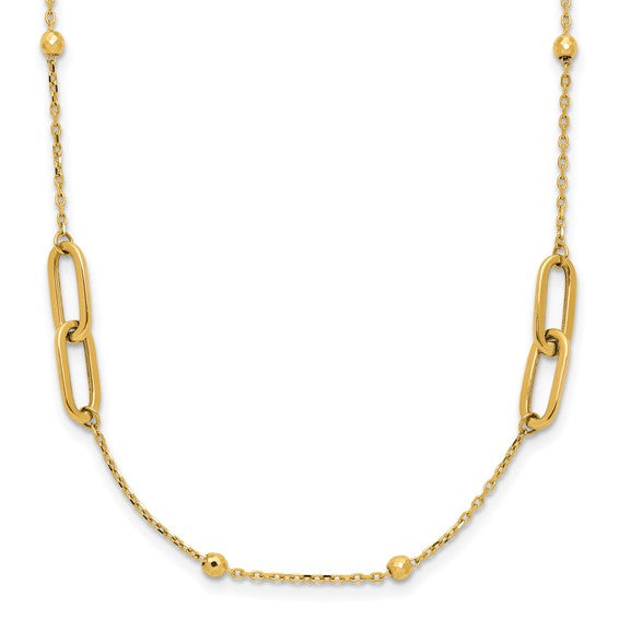 "Juniper" 10K Polished Diamond-cut Link Necklace