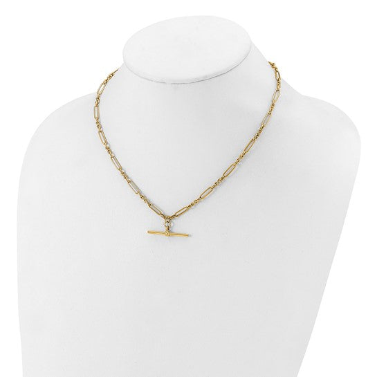 "Desirae" 10K Polished Fancy Link Bar Necklace