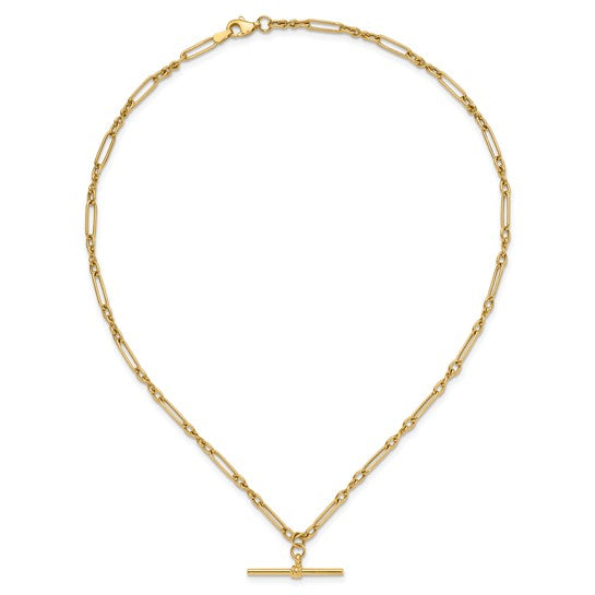 "Desirae" 10K Polished Fancy Link Bar Necklace