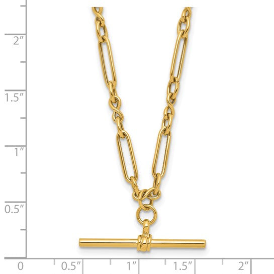 "Desirae" 10K Polished Fancy Link Bar Necklace