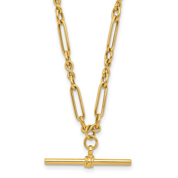 "Desirae" 10K Polished Fancy Link Bar Necklace