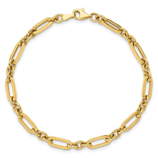 "Talia" 10K Polished Alternating Link Bracelet