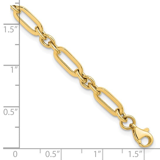 "Talia" 10K Polished Alternating Link Bracelet