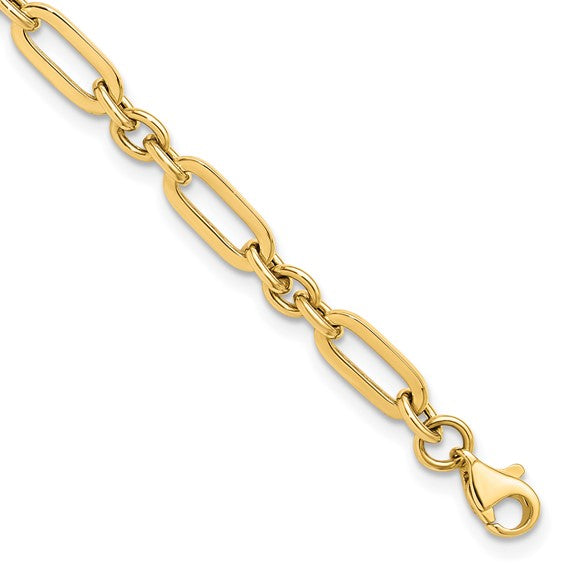 "Talia" 10K Polished Alternating Link Bracelet