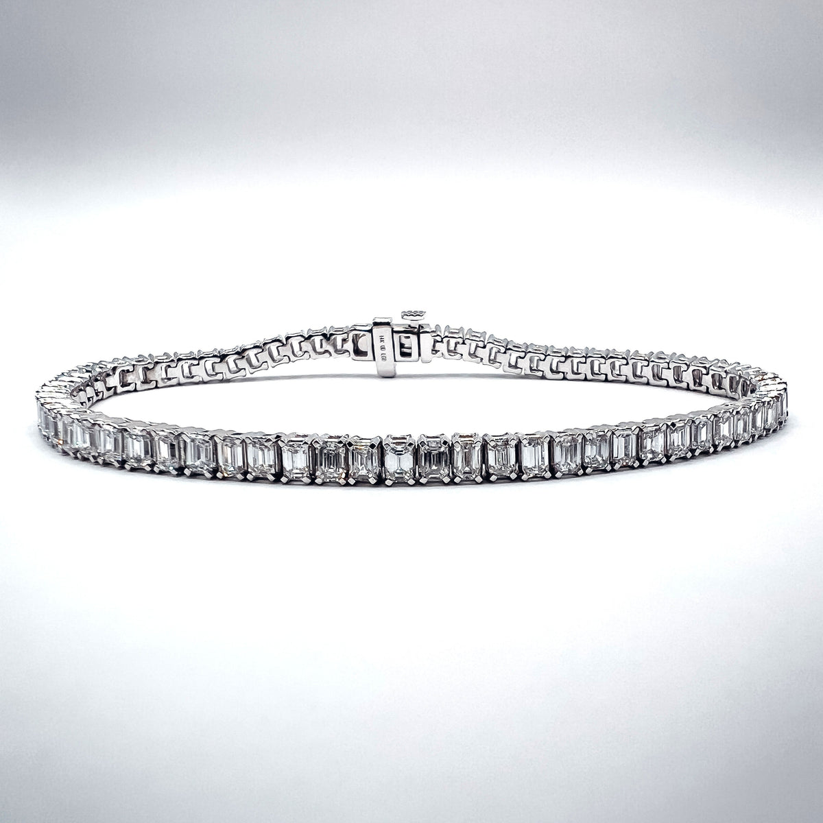 6.21ct Tennis Bracelet - Lab-Grown Emerald-Cut Diamonds in 14K White Gold Mercury