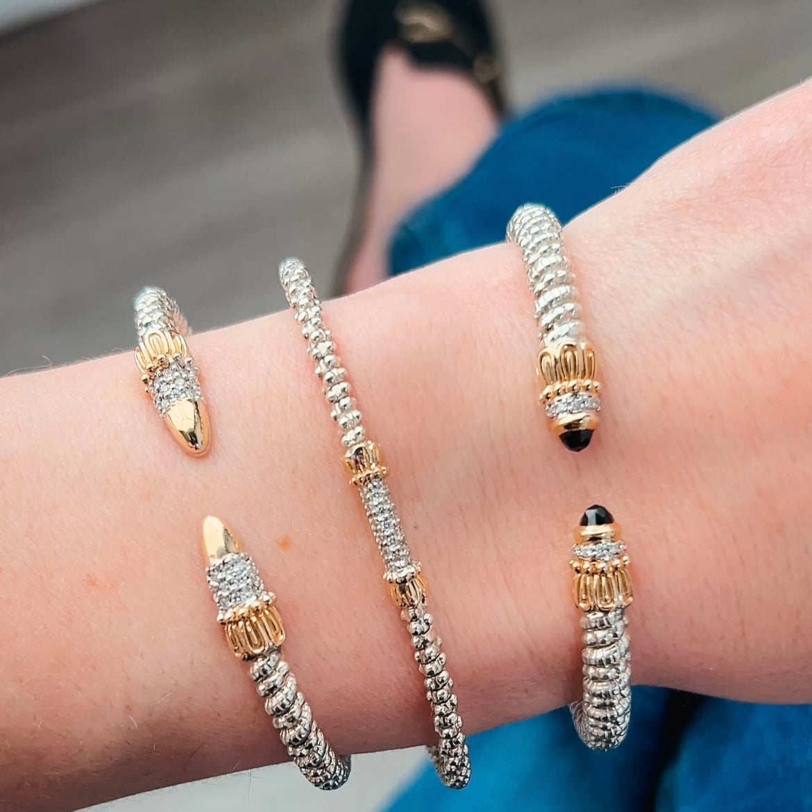 Vahan 14K Gold & Sterling Silver Bracelet with Black Onyx
