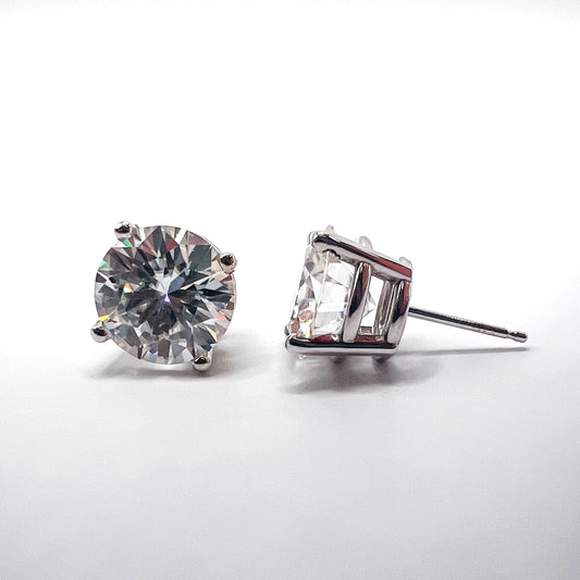 Roset - 14K Gold 4 Claw Basket Moissanite Earrings Roset By Reid
