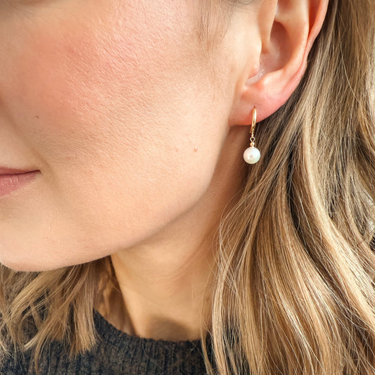 Pearl Drop Earrings in 14K Gold