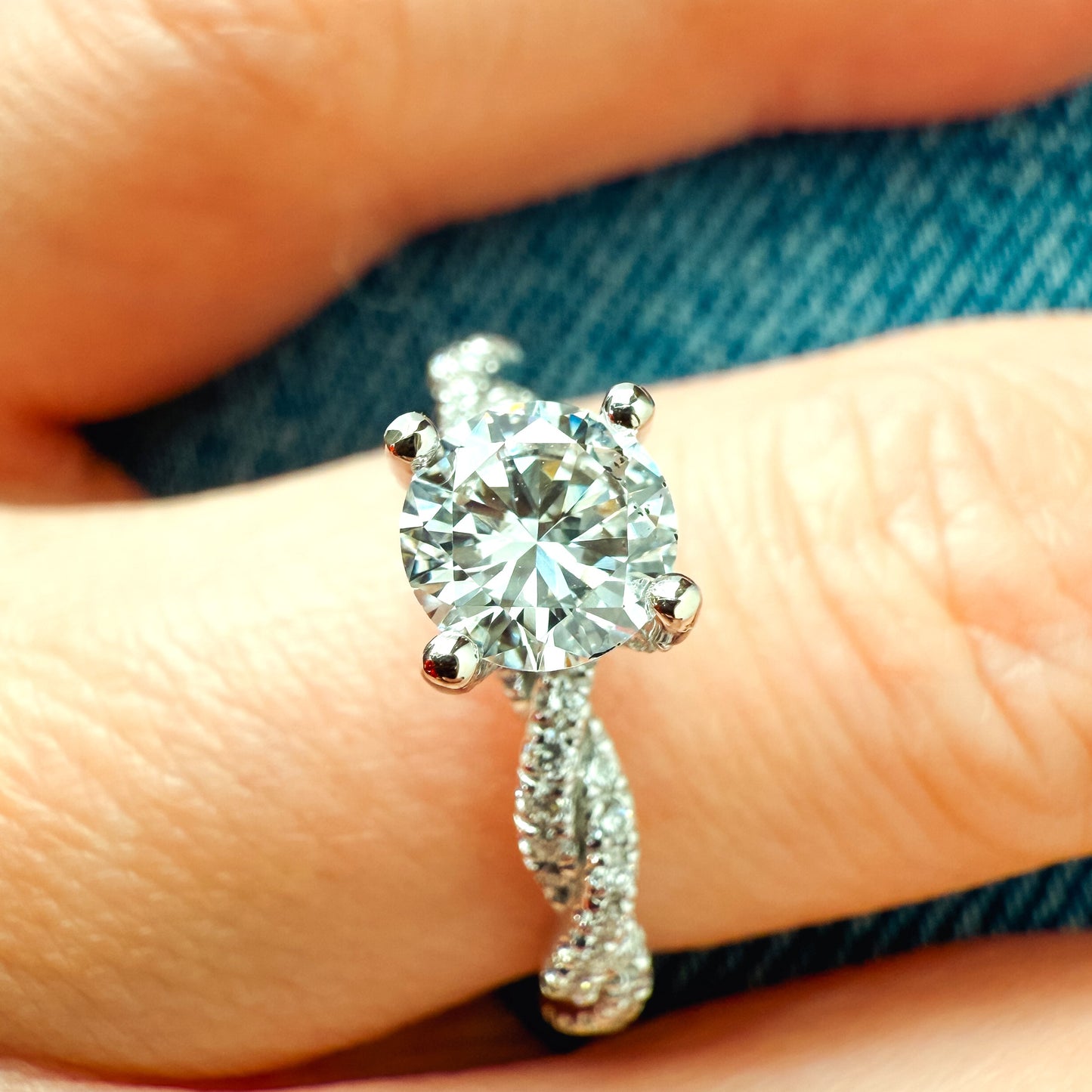 Gabriel "Nia" Engagement Ring - 0.66ct Lab-Grown Round Diamond in 14K White Gold