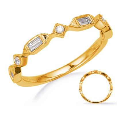 Yellow Gold Milgrain Diamond Band S. Kashi