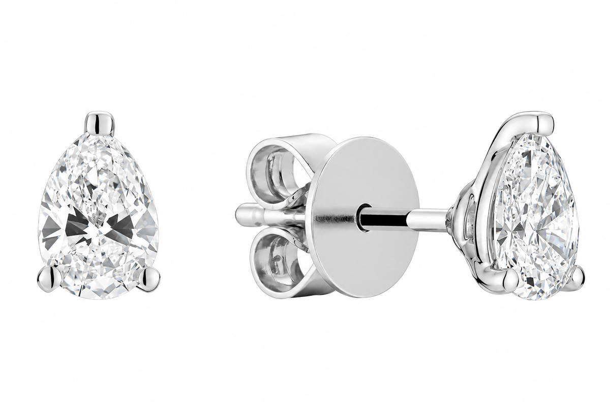 Solitaire Pear Cut Lab Grown Diamond Earrings