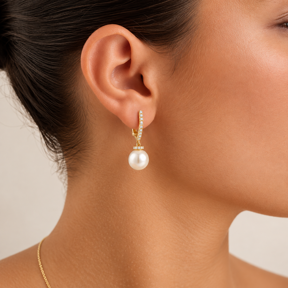 Pearl Hoops 8mm MV-Shape Earrings