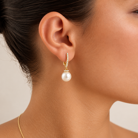 Pearl Hoops 8mm MV-Shape Earrings