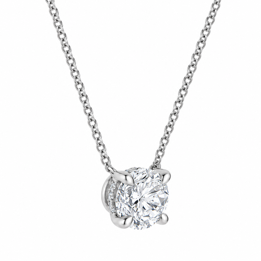 Solitaire Brilliant Cut & Invisible Halo Lab Grown Diamond Necklace