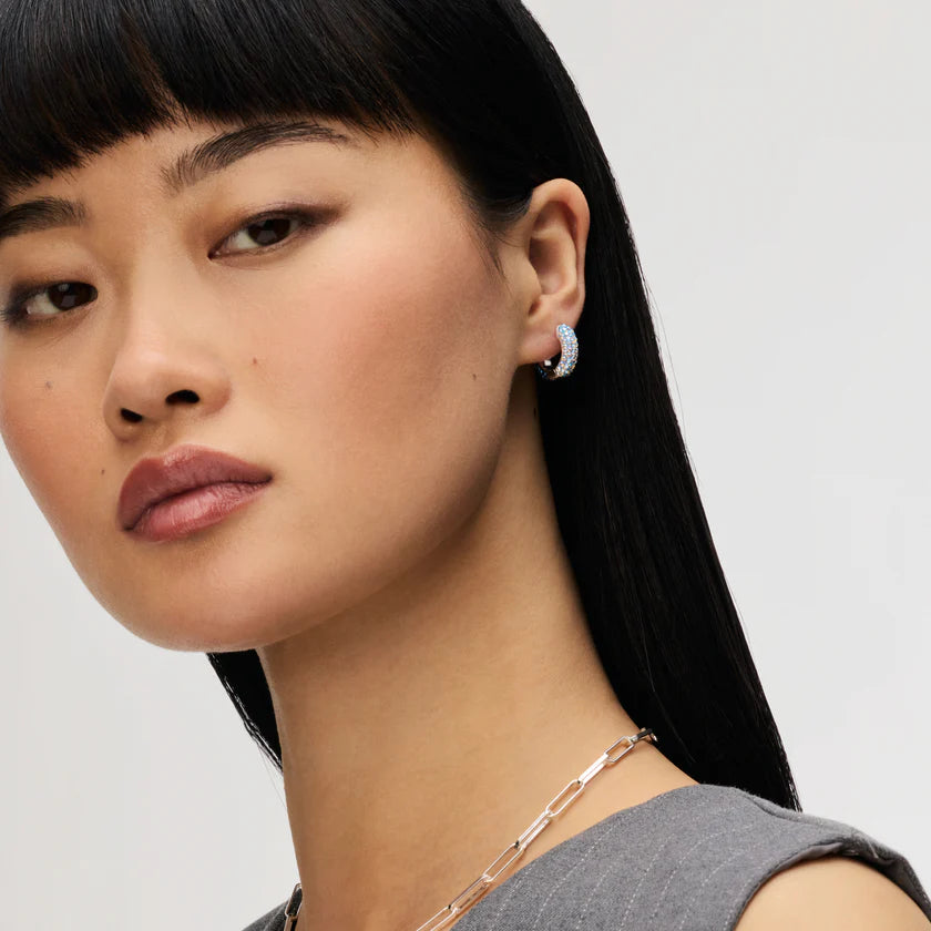 H&B Small Reversible Sparkle Hoop Earrings