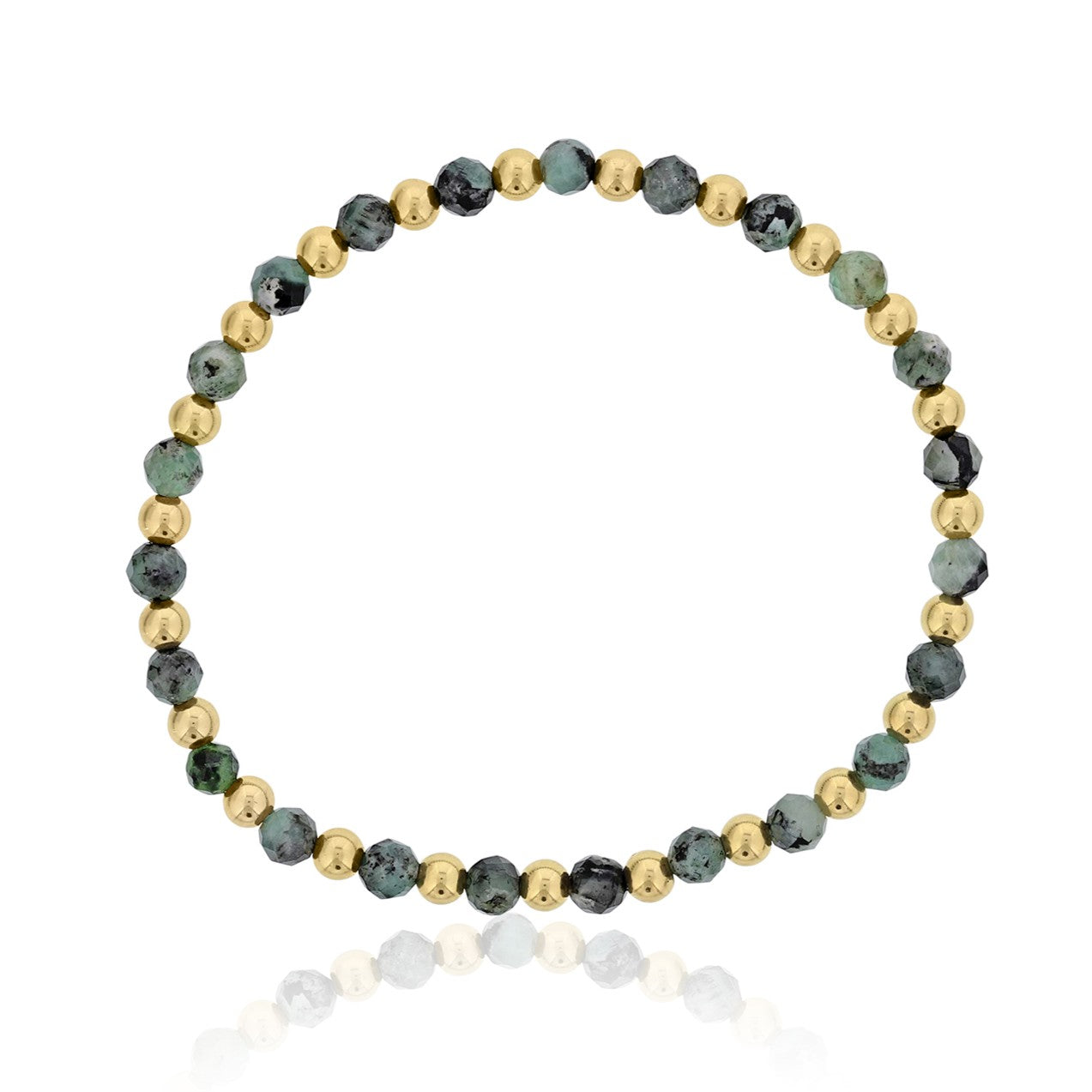 Gemstone Bracelet with Alternating Gold Filled Beads