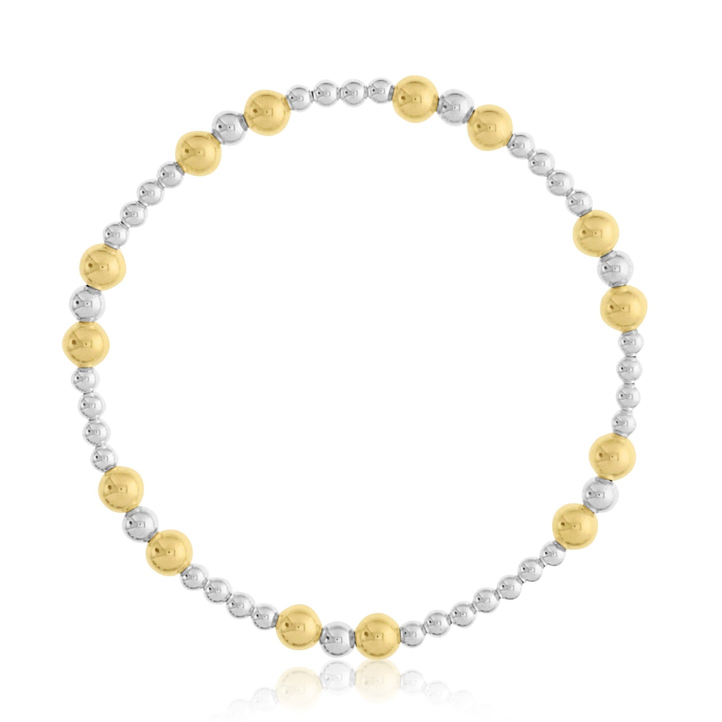 Sterling Silver Bead Bracelet with Alternating Gold Filled Beads