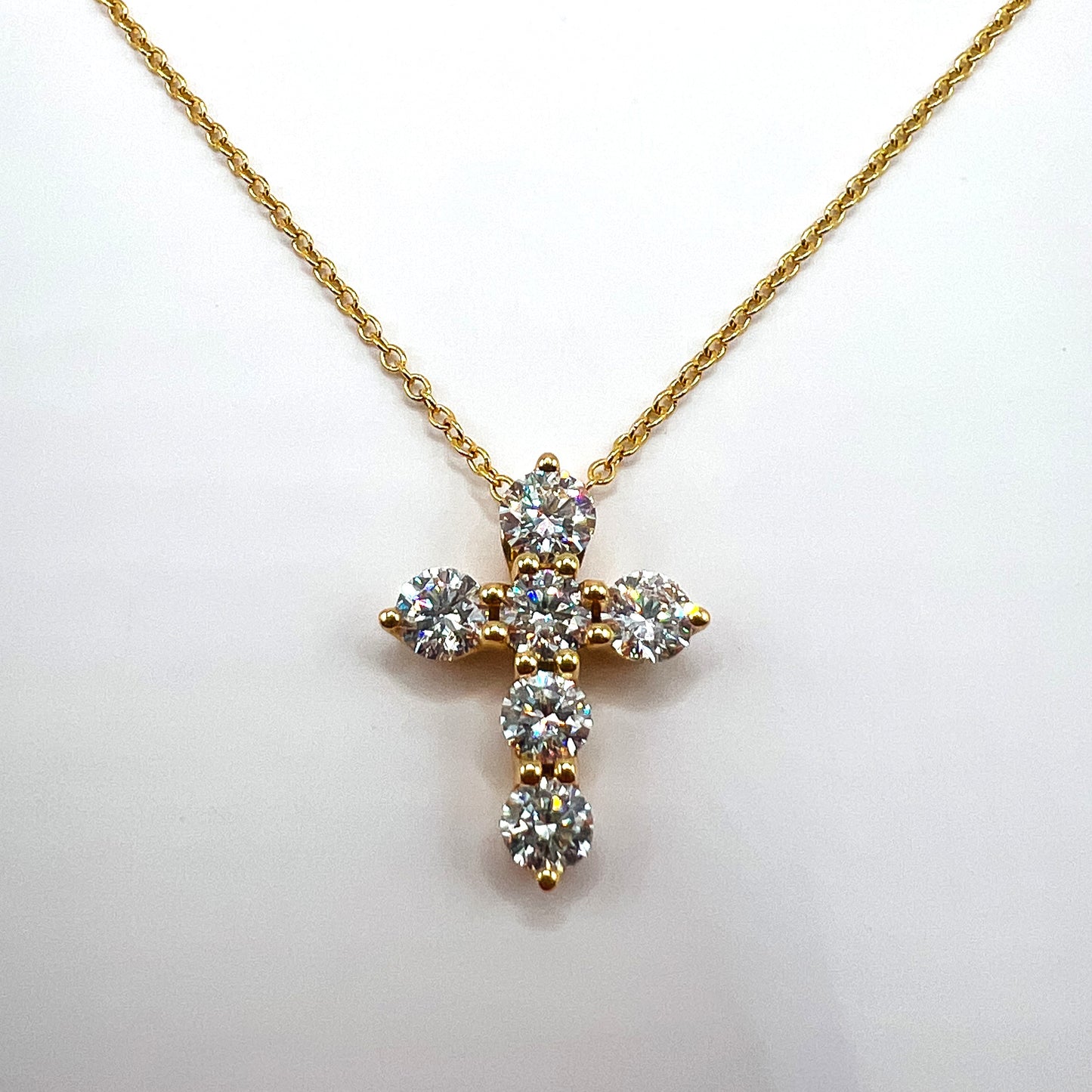 "Elysia" Diamond Cross Necklace in 14K Gold – 1.21 tcw Lab-Grown