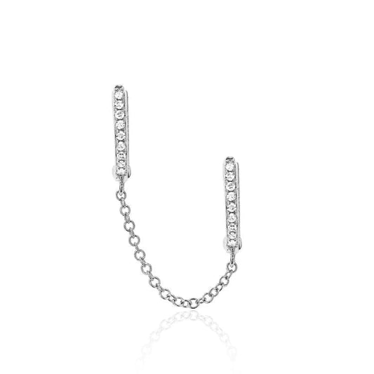 EF Collection - 14K White Gold Diamond Huggie Chain Earring EF Collection