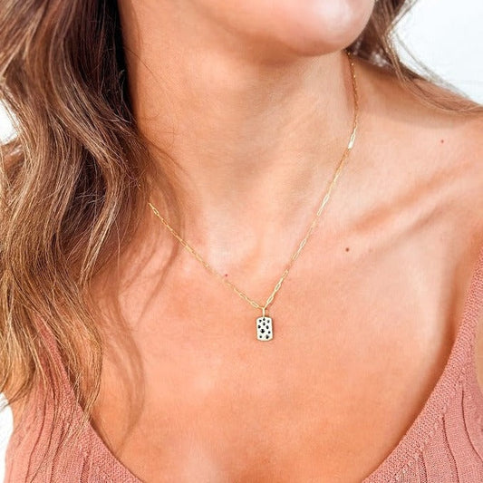 DILAMANI - Black Diamond Dog Tag Paperclip Necklace Dilamani