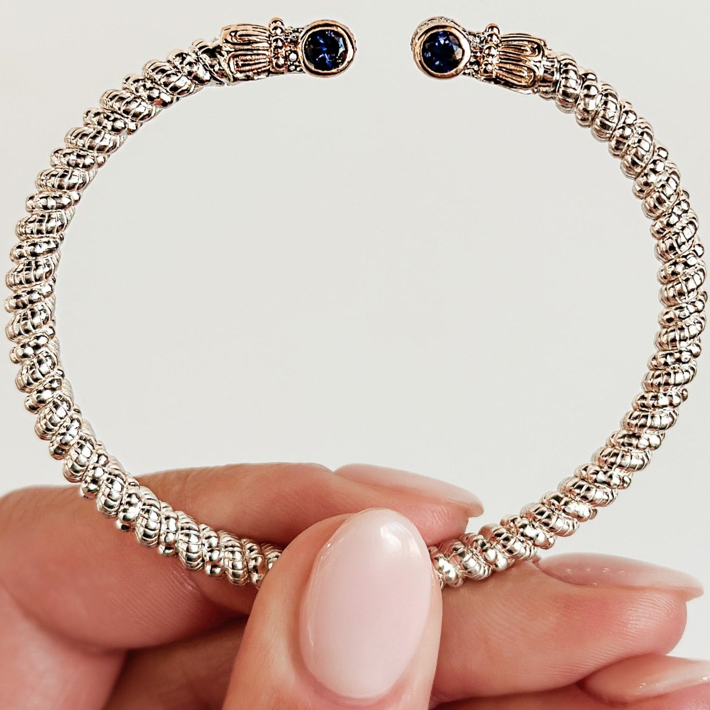 Vahan - 14K Gold & Sterling Silver Bracelet with Iolite and Diamonds