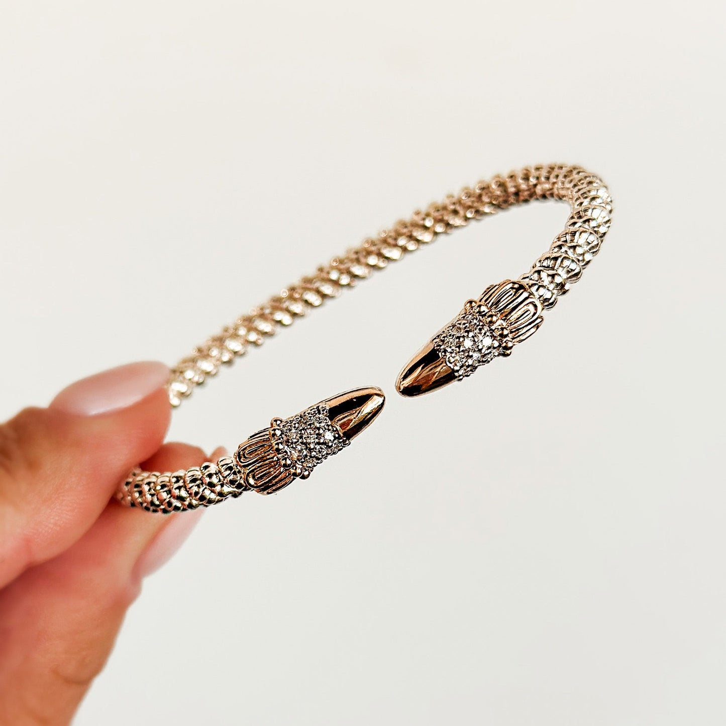 Vahan - 14K Gold & Sterling Silver Cuff Bracelet with Diamonds
