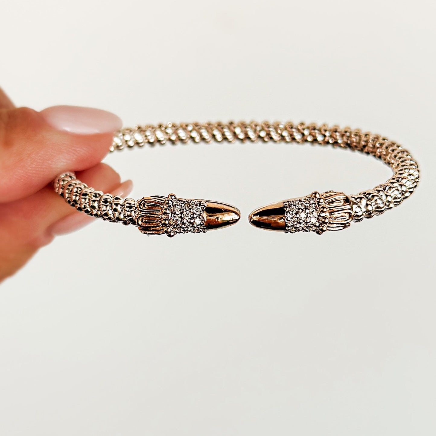 Vahan - 14K Gold & Sterling Silver Cuff Bracelet with Diamonds