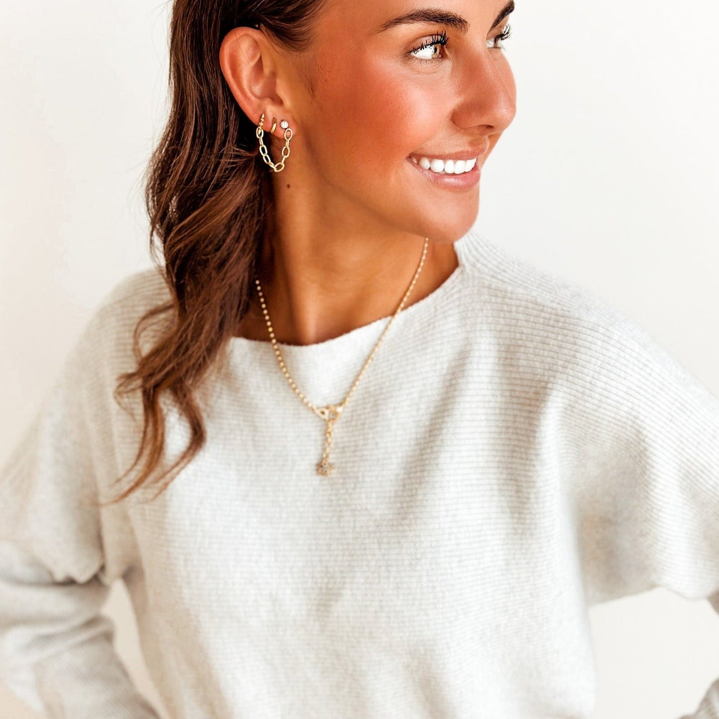 Bassali - Sona 14K Yellow Gold Chain Earrings Bassali