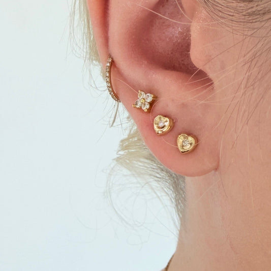 "Penny" Tiny Heart Shaped Studs with Diamonds