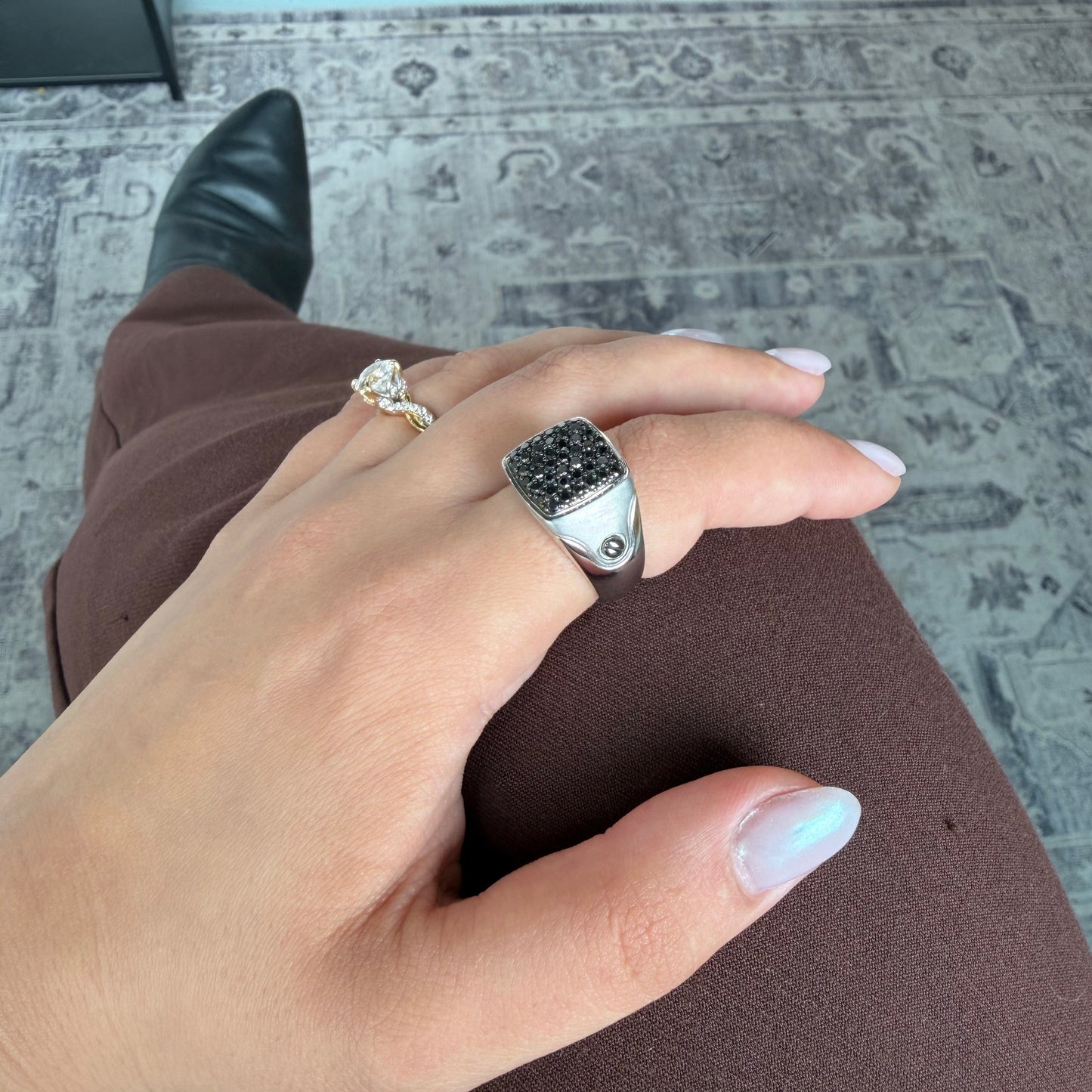 "Ember" Silver and Black Diamond Ring