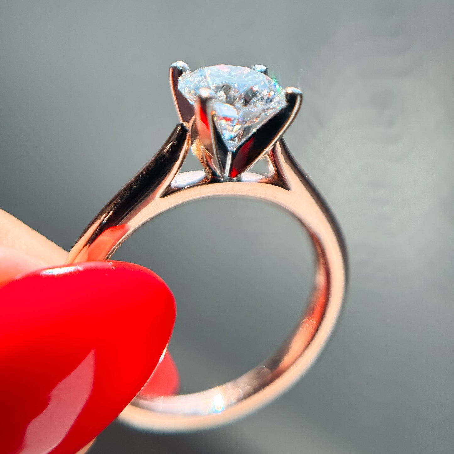 Gabriel "Michelle" Engagement Ring – 1.01ct Round Lab-Grown Diamond in 14K Rose Gold
