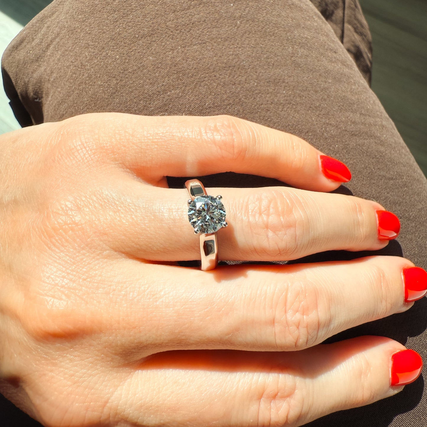 Gabriel “Enid” Engagement Ring - 2.66ct Lab-Grown Round Diamond in 14K White Gold