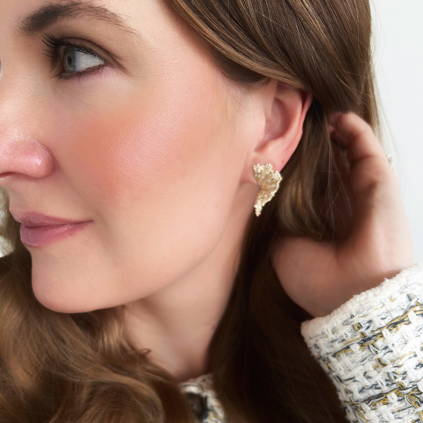 CLARTÉ - "Celine" 14k Yellow Gold Diamond Butterfly Earring