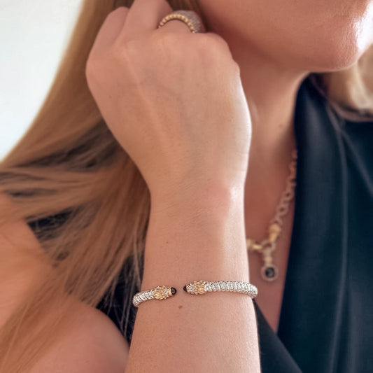 Vahan 14K Gold & Sterling Silver Bracelet with Black Onyx