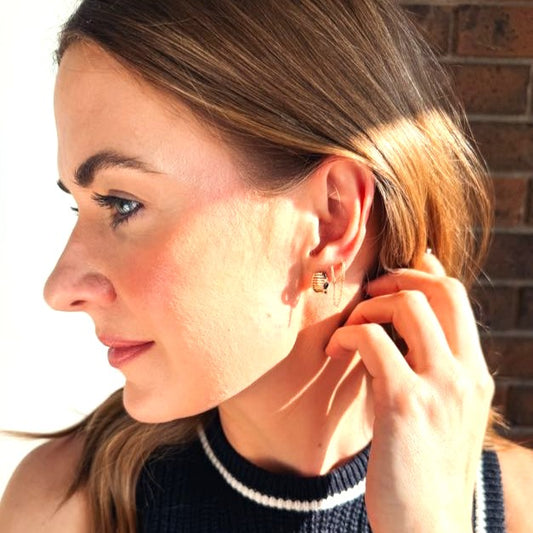 Roman & Jules 14K Yellow Gold Diamond and Sapphire "Crown" Earrings